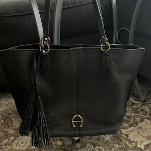 Leather, like new, Etienne Aigner tote bag in black.